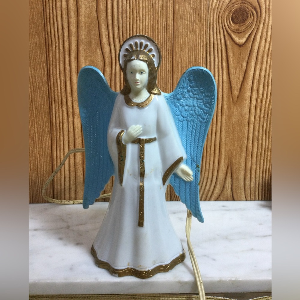 Vintage 1950's Plasric Light Up Angel Topper tested and works